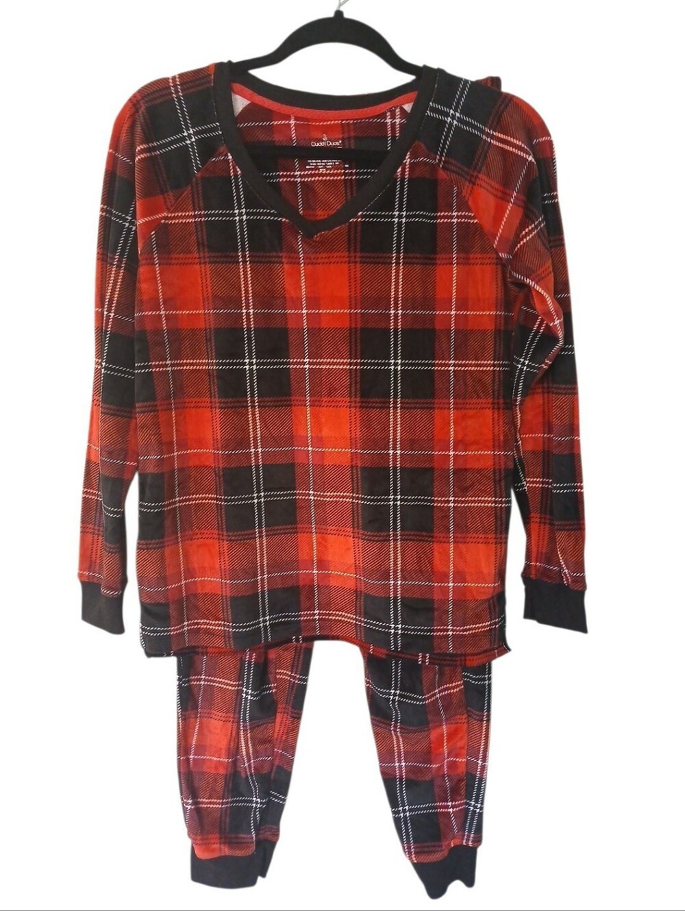 Cuddl Duds Soft Cozy Red and Black Plaid Women's Pajama Set Size Extra Small